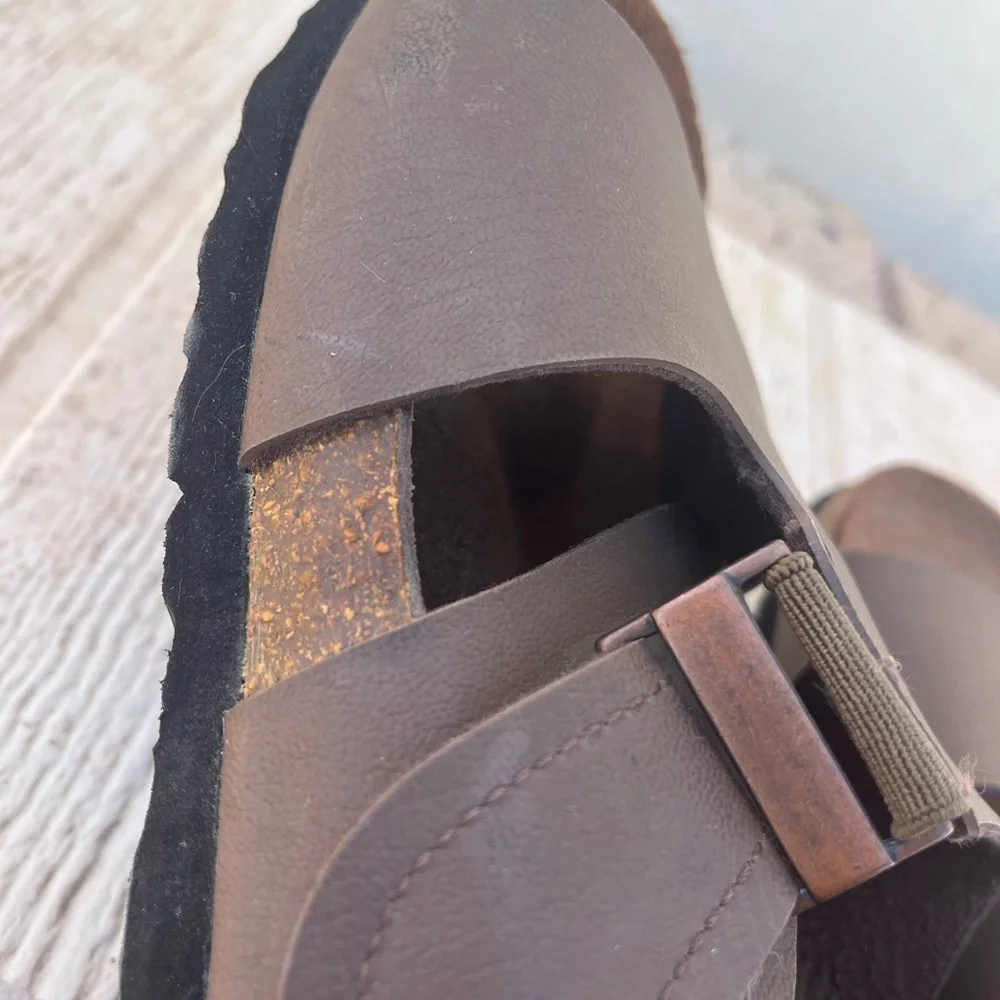 Betula Birkenstock Size 42 M9 Brown Oiled Leather Sandals